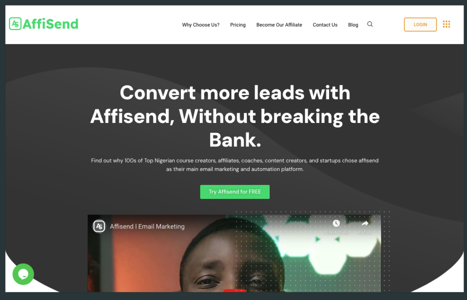 Affisend Landing Page